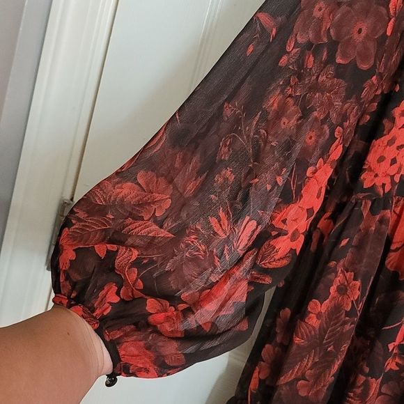 H&M Long Sleeve chiffon Floral dress, Sz. 6 - Picture 4 of 8